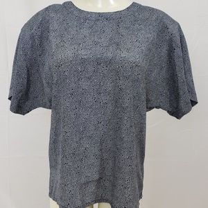 Nicola Top size Large Blue Polka Dot Short Sleeve